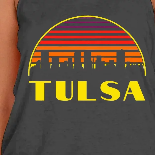 Tulsa Oklahoma Downtown Skyline Women's Knotted Racerback Tank