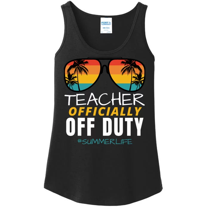 Teacher Off Duty, Last Day Of School, Funny Teacher Summer Ladies Essential Tank