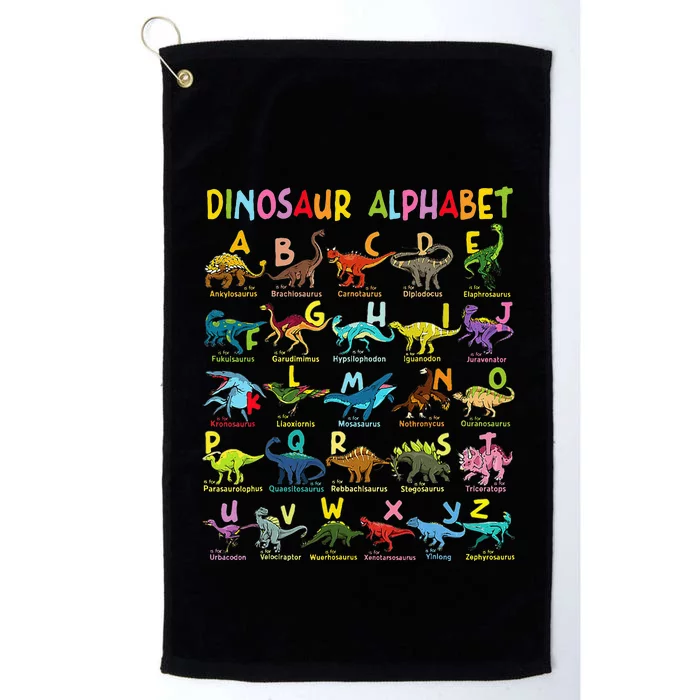 Types Of Dinosaurs Alphabet Az Abc Dino Identification Platinum Collection Golf Towel