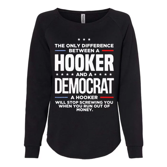 The Only Difference Between A Hooker And A Democrat Womens California Wash Sweatshirt