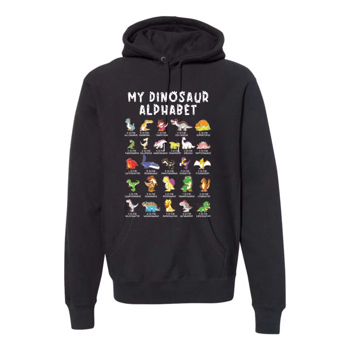 Types Of Dinosaurs Alphabet Dino Identification Premium Hoodie