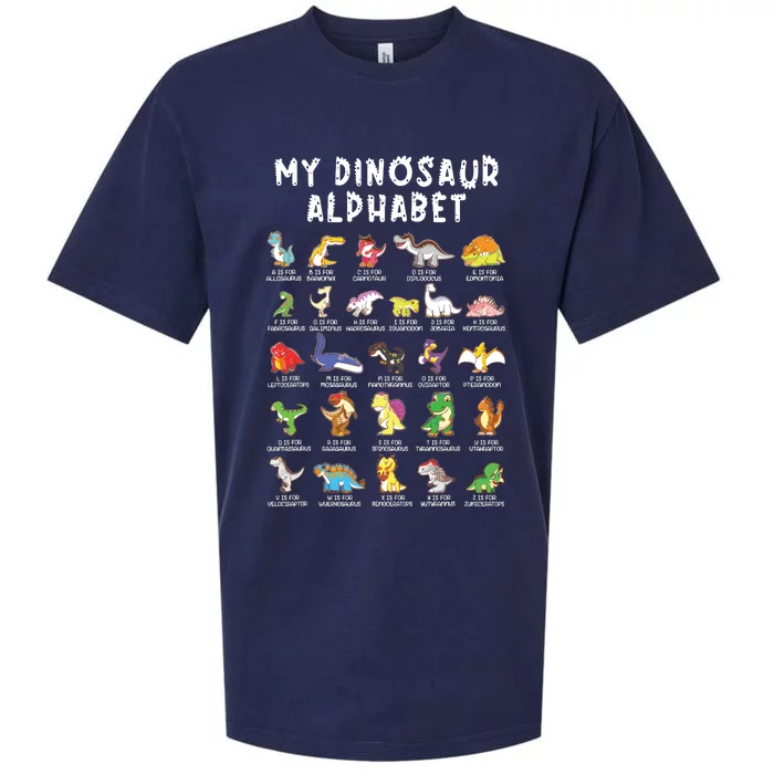 Types Of Dinosaurs Alphabet Dino Identification Sueded Cloud Jersey T-Shirt