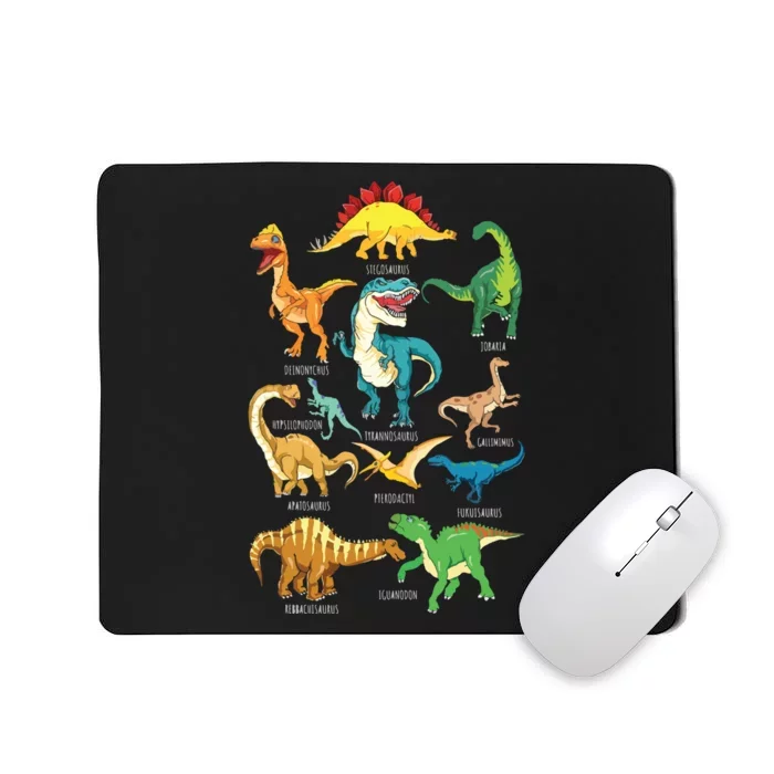 Types Of Dinosaurs Graphics Dino Identification Mousepad