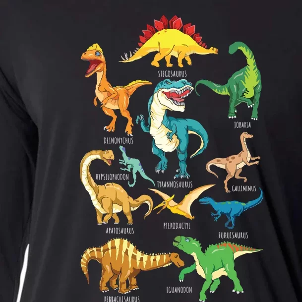 Types Of Dinosaurs Graphics Dino Identification Cooling Performance Long Sleeve Crew