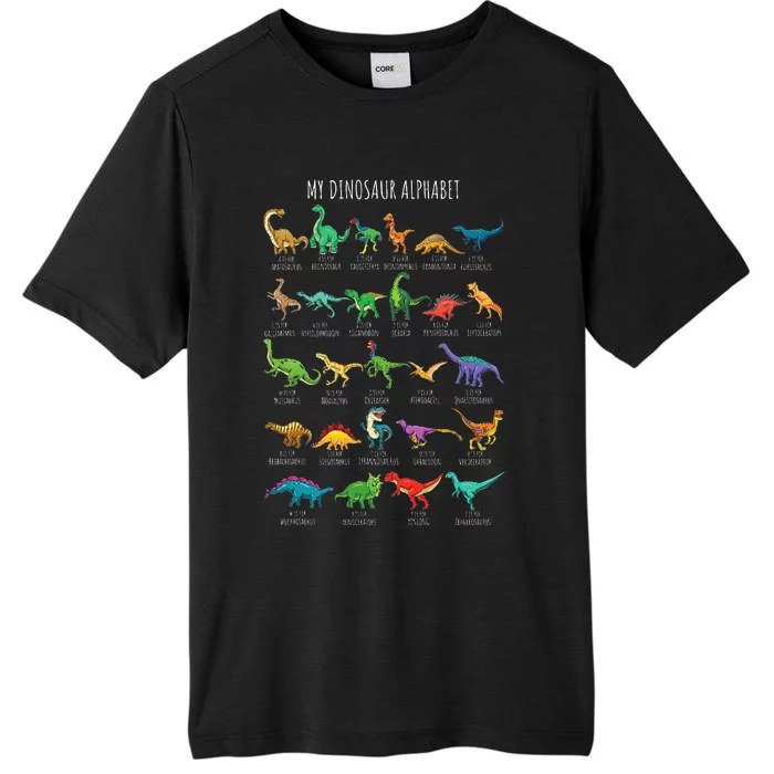 Types Of Dinosaurs Alphabet Az Abc Dino Identification ChromaSoft Performance T-Shirt