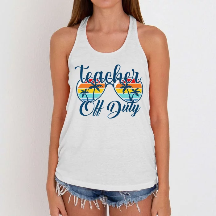 Teacher Off Duty Last Day Of School Summer Teacher Mode Off Women's Knotted Racerback Tank