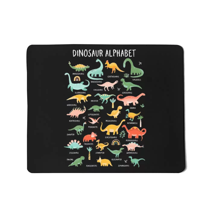 Types Of Dinosaurs Alphabet Identification Back To School Mousepad