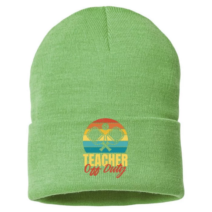 Teacher Off Duty Pickleball Sustainable Knit Beanie