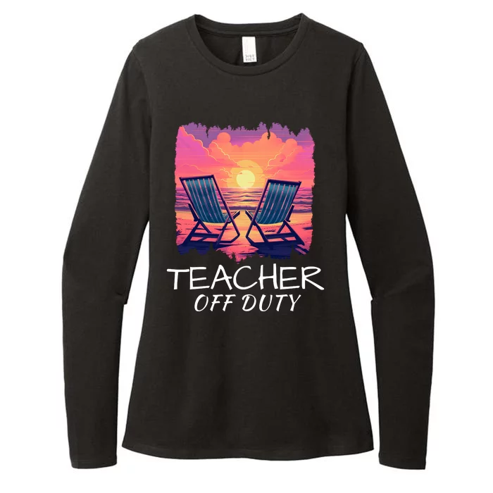 Teacher Off Duty, Last Day Of School, Funny Teacher Summer, Beach Sunset Life Womens CVC Long Sleeve Shirt