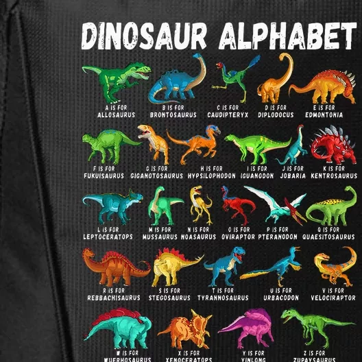 Types Of Dinosaurs Alphabet AZ ABC Dino Identification City Backpack