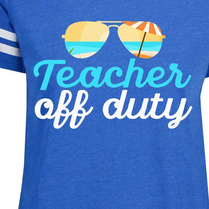 Teacher Off Duty Last Day Of School Tropical Vacation Gift Enza Ladies Jersey Football T-Shirt