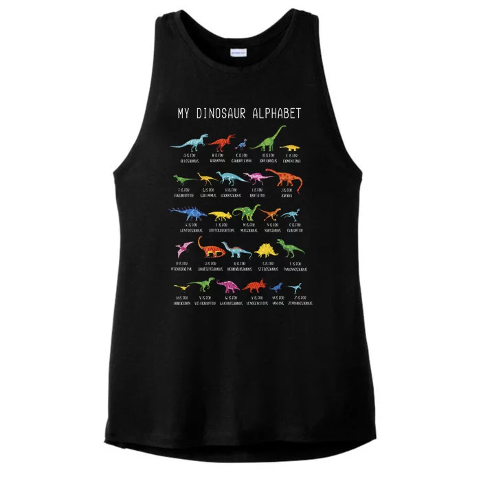 Types Of Dinosaurs Alphabet Dino Identification Ladies Tri-Blend Wicking Tank