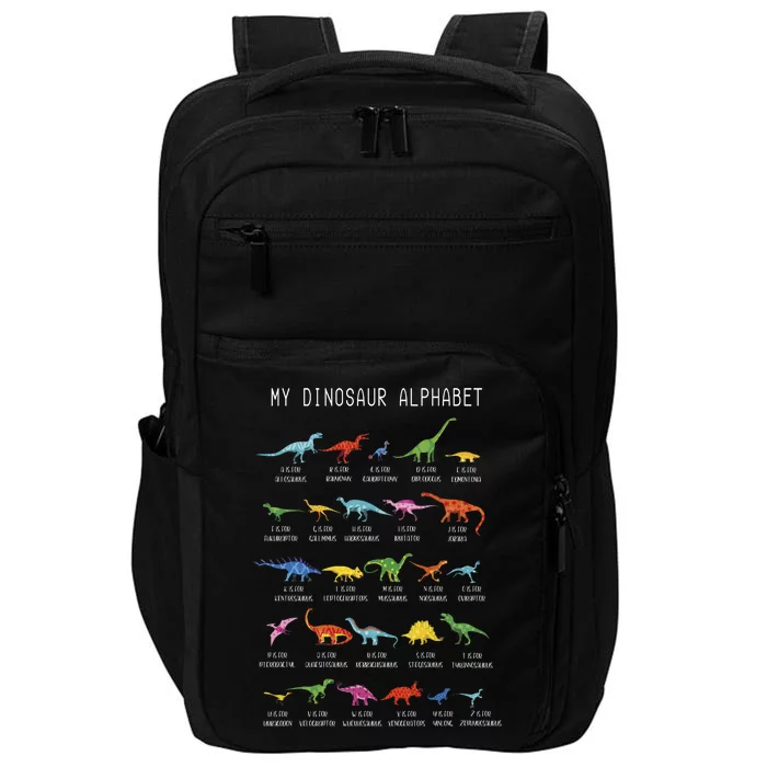 Types Of Dinosaurs Alphabet Dino Identification Impact Tech Backpack