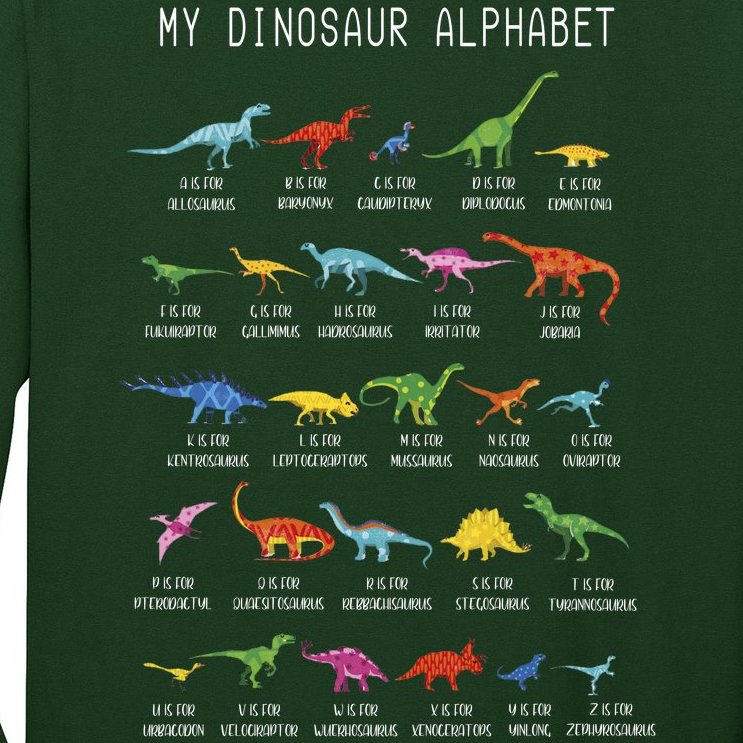 Types Of Dinosaurs Alphabet Dino Identification Long Sleeve Shirt