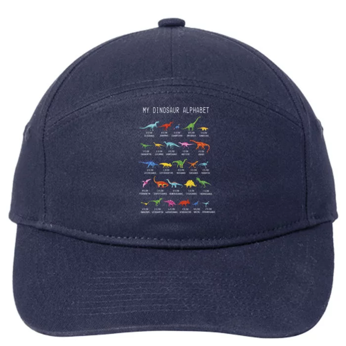 Types Of Dinosaurs Alphabet Dino Identification 7-Panel Snapback Hat