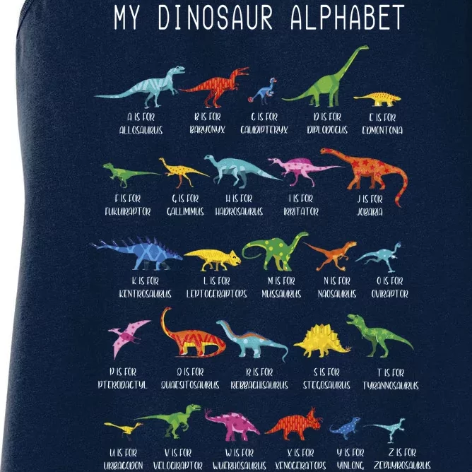 Types Of Dinosaurs Alphabet Dino Identification Women's Racerback Tank