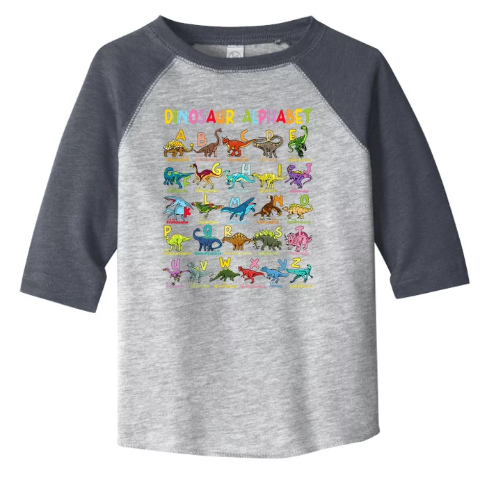 Types Of Dinosaurs Alphabet Az Abc Dino Identification Toddler Fine Jersey T-Shirt