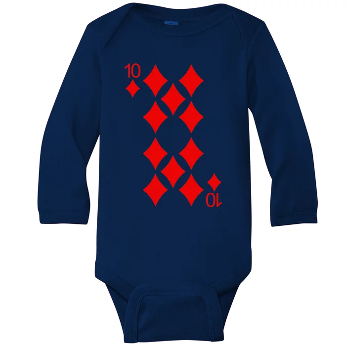 Ten Of Diamonds Playing Cards Poker Baby Long Sleeve Bodysuit