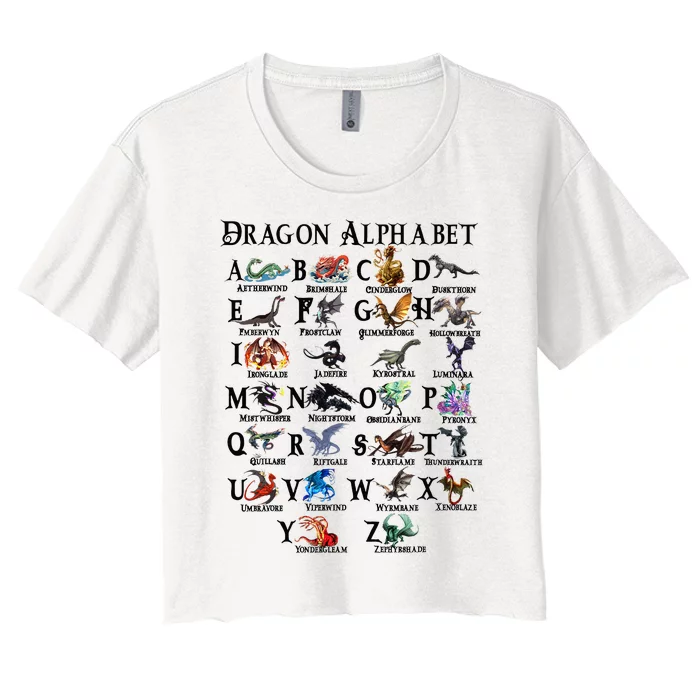 Types Of Dragons Alphabet Az Abc Dragon Identification Women's Crop Top Tee