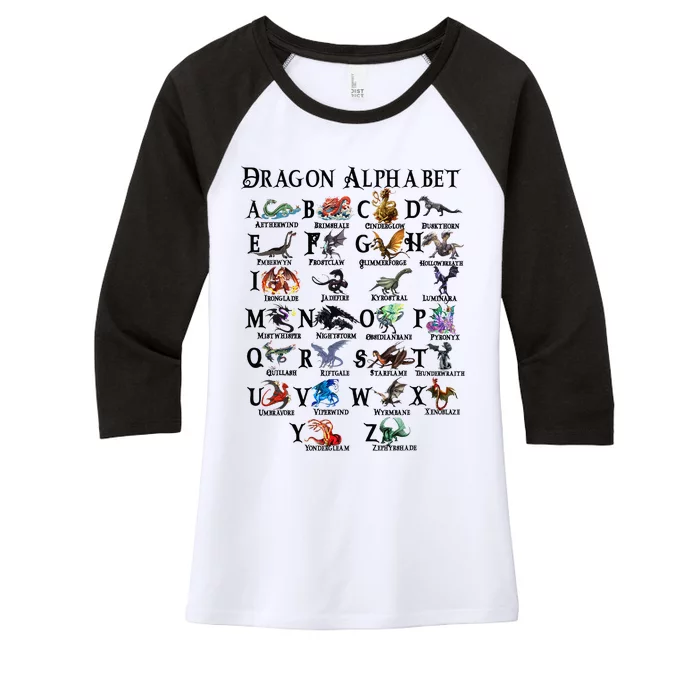 Types Of Dragons Alphabet Az Abc Dragon Identification Women's Tri-Blend 3/4-Sleeve Raglan Shirt