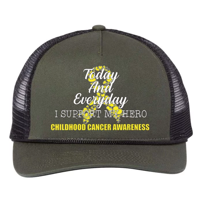 Today Everyday I Support My Hero Childhood Cancer Retro Rope Trucker Hat Cap