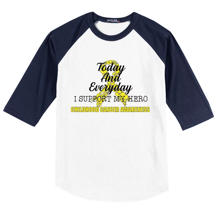 Today Everyday I Support My Hero Childhood Cancer Baseball Sleeve Shirt