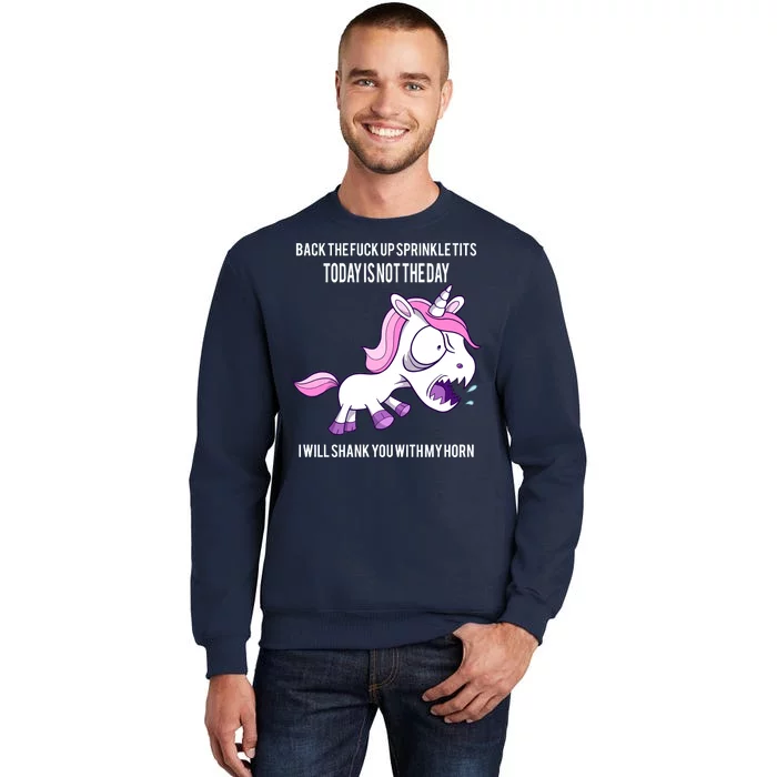 Today Is Not The Day Shank You Unicorn Horn Tall Sweatshirt