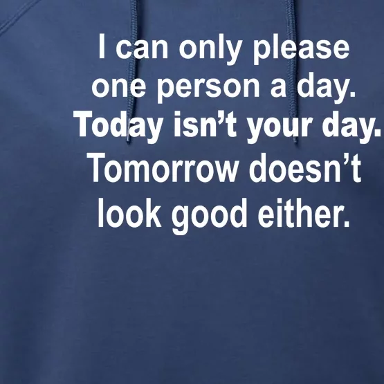 Today Isn't Your Day Funny Sayings Performance Fleece Hoodie