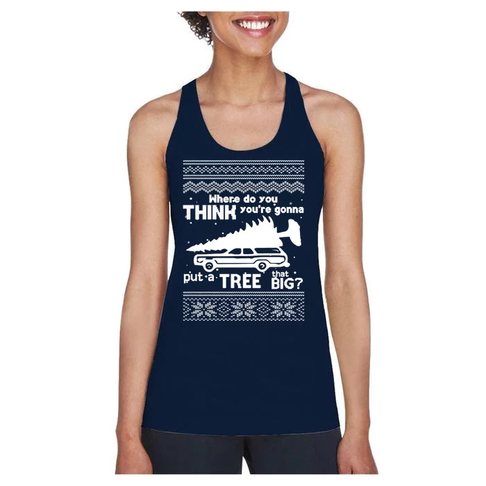 Todd Margo Couples Ugly Christmas Vacation Tree Women's Racerback Tank