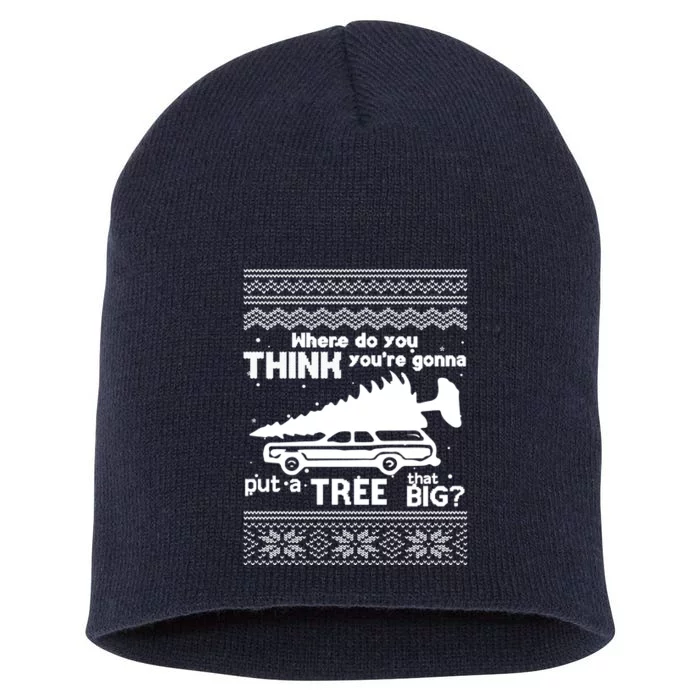 Todd Margo Couples Ugly Christmas Vacation Tree Short Acrylic Beanie