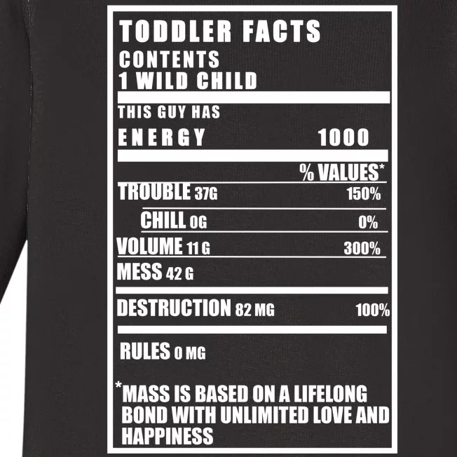 Toddler Nutrients Facts Baby Long Sleeve Bodysuit