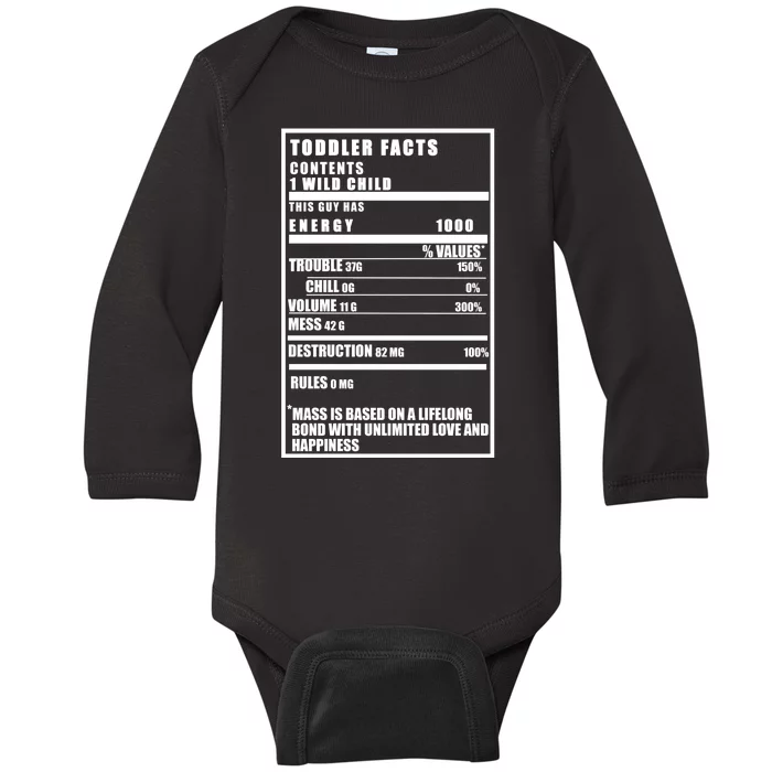 Toddler Nutrients Facts Baby Long Sleeve Bodysuit