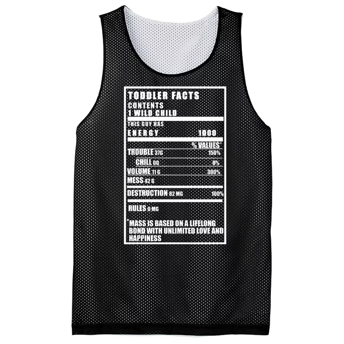 Toddler Nutrients Facts Mesh Reversible Basketball Jersey Tank