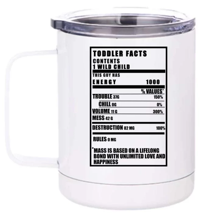 Toddler Nutrients Facts Front & Back 12oz Stainless Steel Tumbler Cup