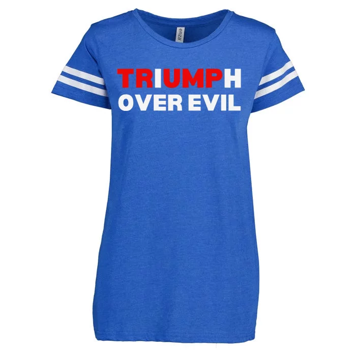 Triumph Over Evil. Enza Ladies Jersey Football T-Shirt