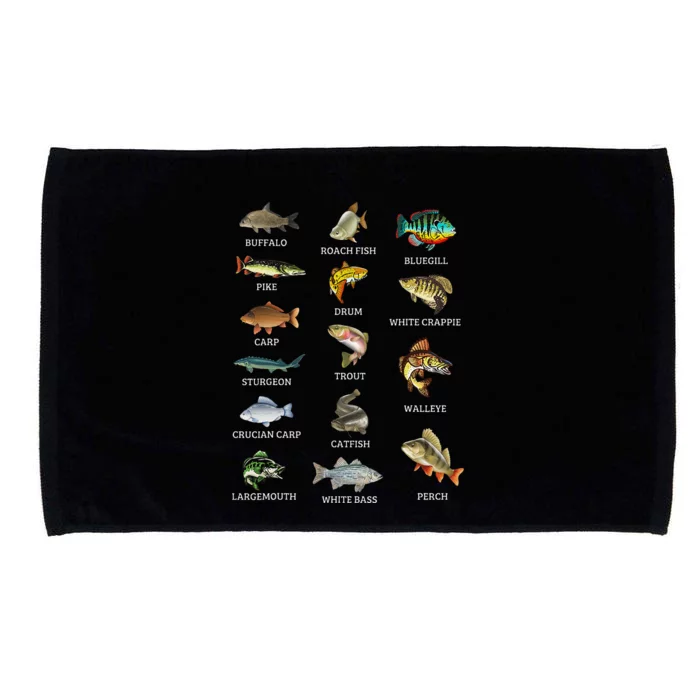 Types Of Freshwater Fish Species Fishing Fisherman Anglers Microfiber Hand Towel