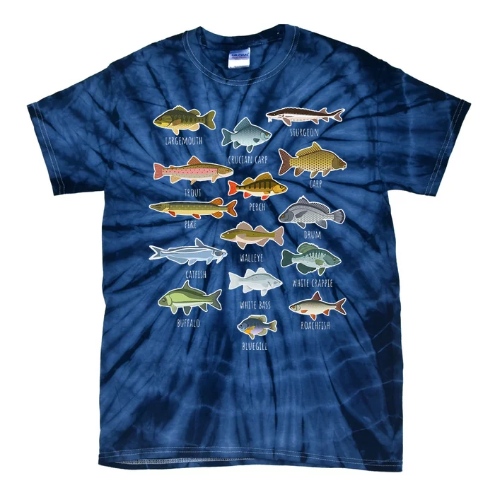 Types Of Freshwater Fish Species Fishing Tie-Dye T-Shirt