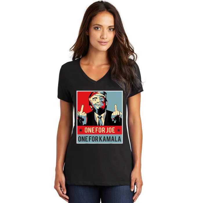 Trump One For Joe One For Kamala Women's V-Neck T-Shirt