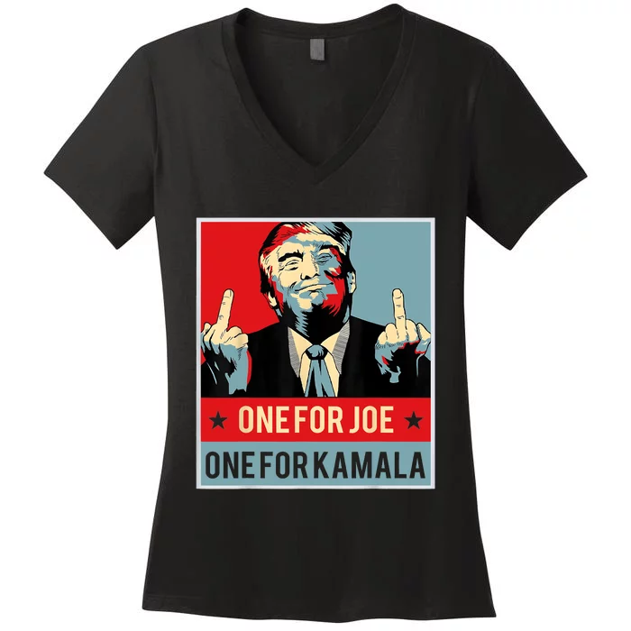 Trump One For Joe One For Kamala Women's V-Neck T-Shirt