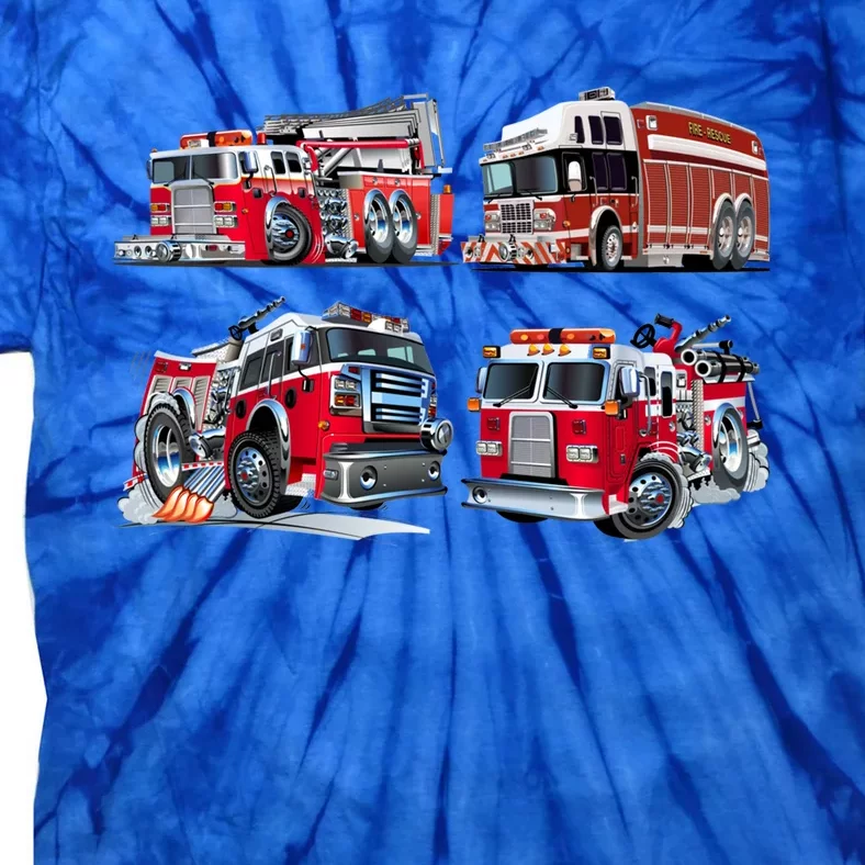 Types Of Fire Truck Boy Toddler Firefighter Xmas Gift Tie-Dye T-Shirt