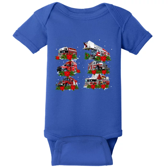 Types Of Fire Truck Christmas For Fire Firefighter Xmas Cute Gift Baby Bodysuit