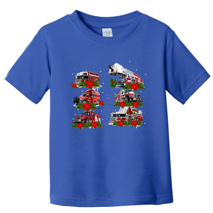 Types Of Fire Truck Christmas For Fire Firefighter Xmas Cute Gift Toddler T-Shirt