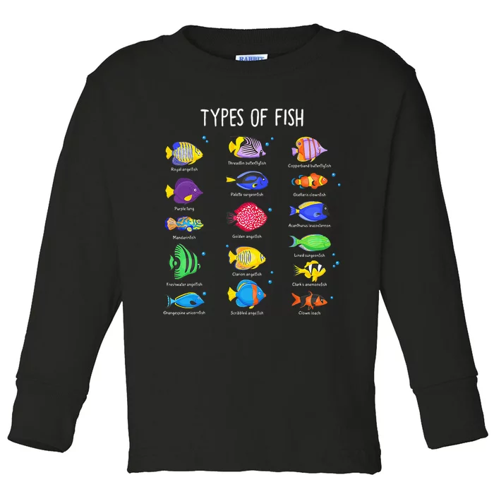 Types Of Freshwater Fish Species Fishing Toddler Long Sleeve Shirt