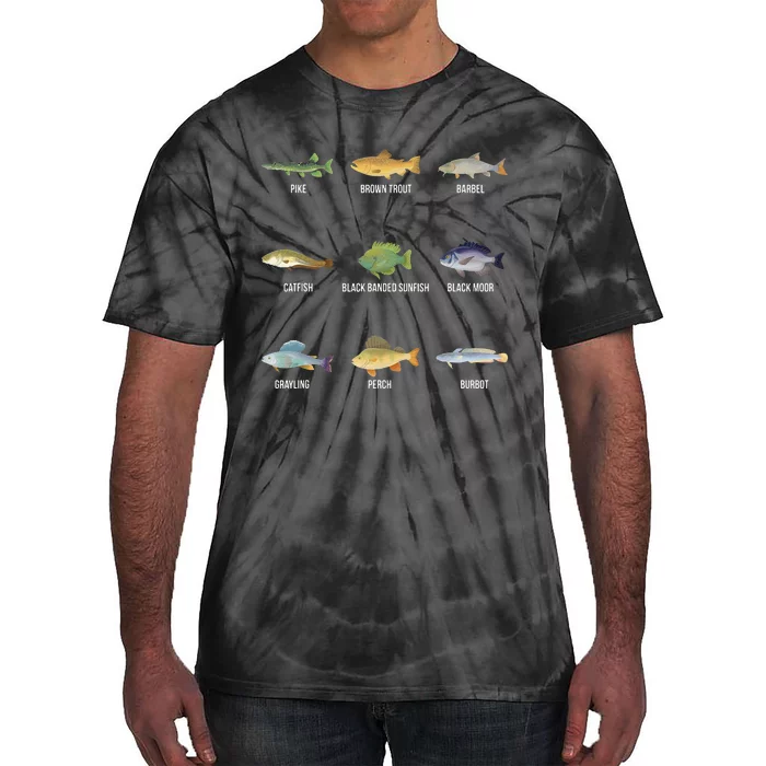 Types Of Freshwater Fish Species Funny Fishing Gifts Tie-Dye T-Shirt