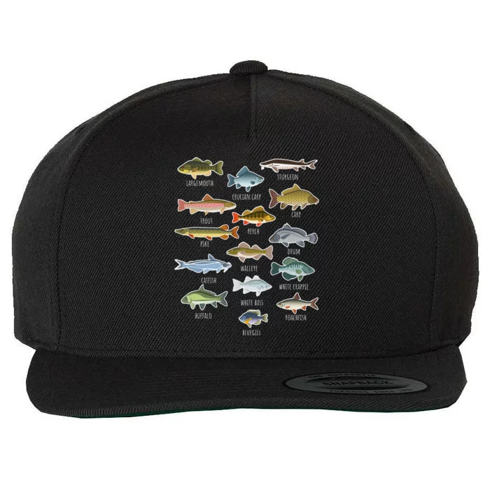 Types Of Freshwater Fish Species Fishing Wool Snapback Cap