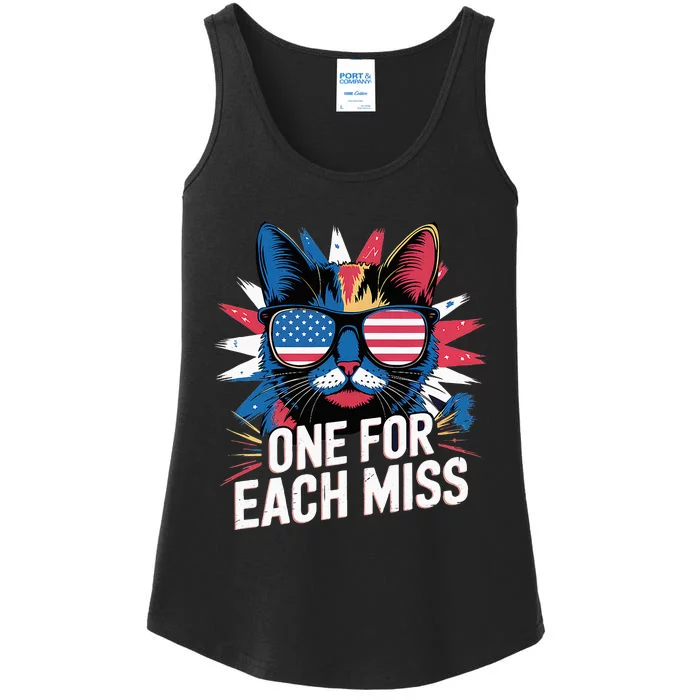 Trump One For Each Miss Cat With American Flag Shades Ladies Essential Tank