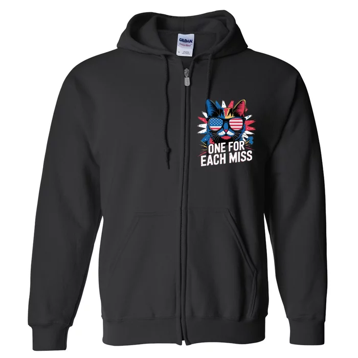 Trump One For Each Miss Cat With American Flag Shades Full Zip Hoodie