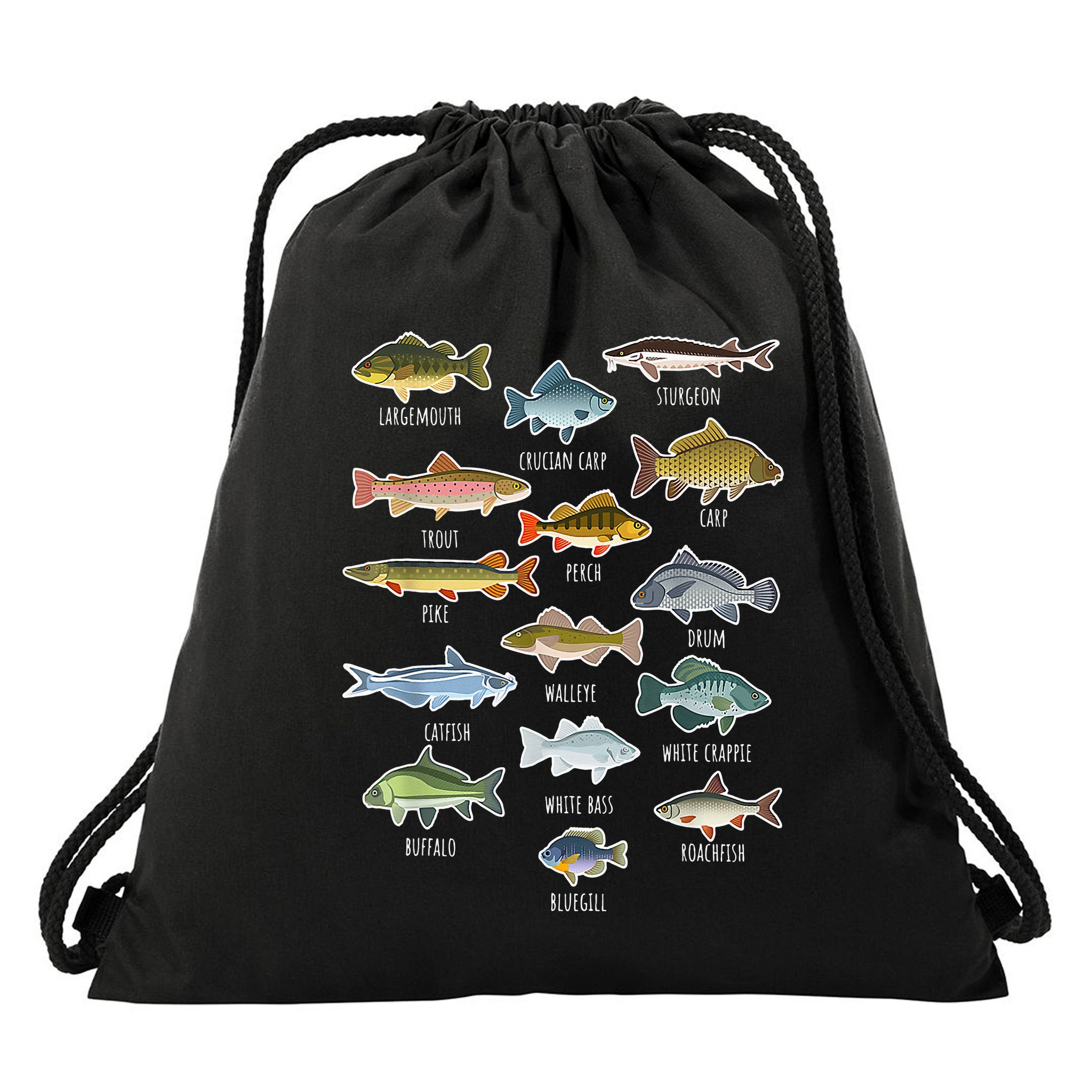 Types Of Freshwater Fish Species Fishing Drawstring Bag