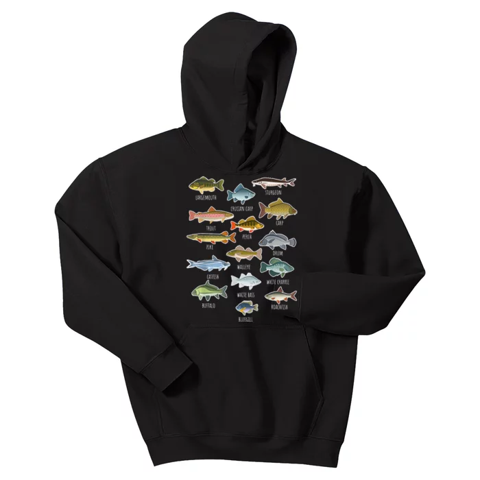 Types Of Freshwater Fish Species Fishing Kids Hoodie