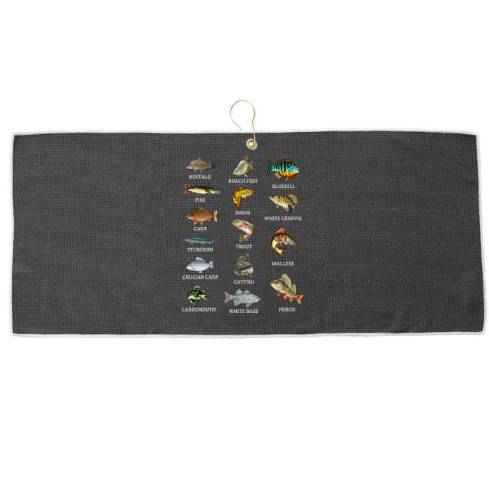 Types Of Freshwater Fish Species Fishing Fisherman Anglers Large Microfiber Waffle Golf Towel